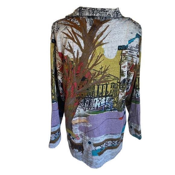 Parsley and Sage Graphic Print Girl Walking Dog City Scene Top  XL - Picture 3 of 8